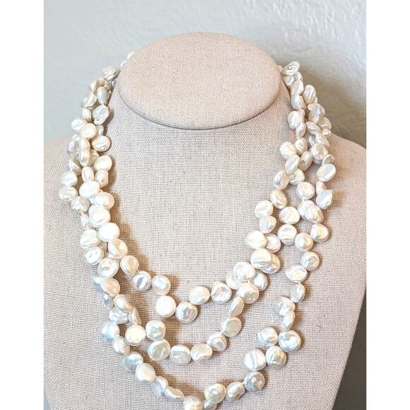 Lucas Lameth Multi-Strand Freshwater Pearl Necklace/Sterling Silver Clasp 18" - Picture 1 of 9